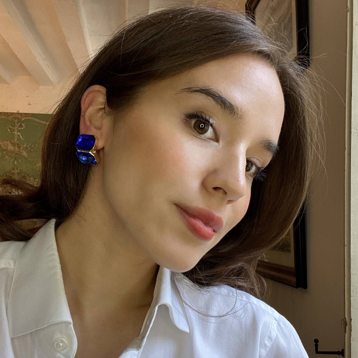 Sapphire and Light Sapphire Clip Earrings