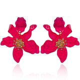 Fuschia Floral Resin Drop Earrings