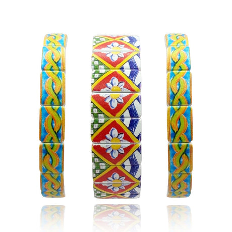 Florentine Design Multi Color Stretch Braclet Set