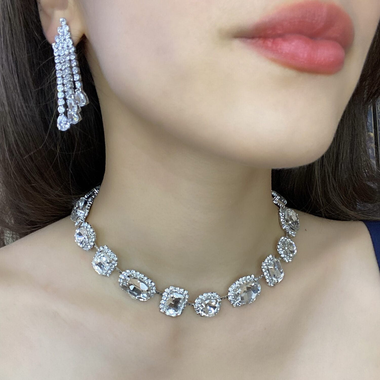 Crystal Stone and Pave Necklace