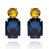 Montana Sapphire Crystal Ocatgon and Topaz Round Stone Drop Earrings
