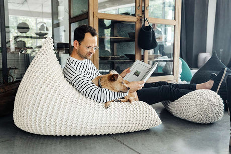 Chunky Knitted Bolster Footrest | IVORY