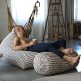 Chunky Knitted Bolster Footrest | GRAPHITE