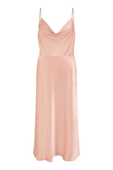 Yumi Rose Pink Satin Cowl Neck Midi Slip Dress