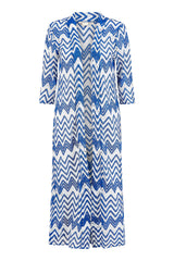 Yumi Blue Zig Zag Crochet Long Knitted Kimono