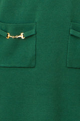 Yumi Green Knitted Tunic Dress With Gold Hardware Details