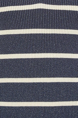 Yumi Navy Striped Sparkle Knitted Vest Top