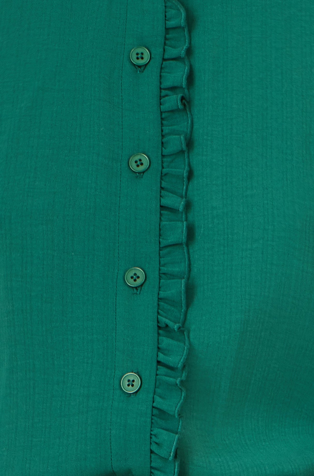 Yumi Green Frill High Neck Shirt