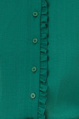 Yumi Green Frill High Neck Shirt