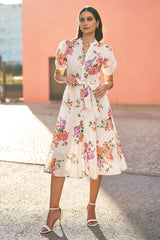 Yumi White Floral Cotton Broderie Anglaise Skater Dress