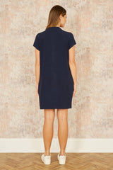 Yumi Navy Viscose Zip Tunic Dress