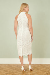 Yumi Ivory Lace Halter Neck Dress