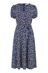 Yumi Navy Geo Print Retro Style Shirt Dress