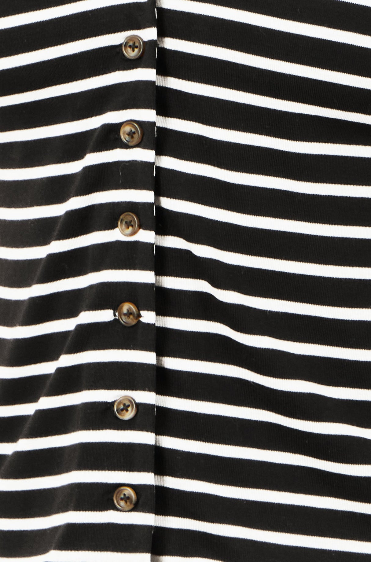 Yumi Black Striped Cotton Jersey Lettuce Trim T-Shirt