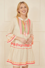 Yumi White Embroidered Cotton Tunic