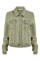 Yumi Green Stretch Cotton Denim Jacket