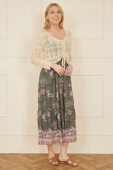 Yumi Ivory Crochet Top With Front Ruching