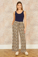 Yumi Brown Animal Print Relaxed Fit Trousers