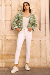 Yumi Green Palm Reversible Cotton Quilted Jacket