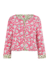 Yumi Pink Floral Reversible Cotton Quilted Jacket