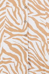 Yumi Brown Zebra Print Collar Sleeveless Shirt Mini Dress