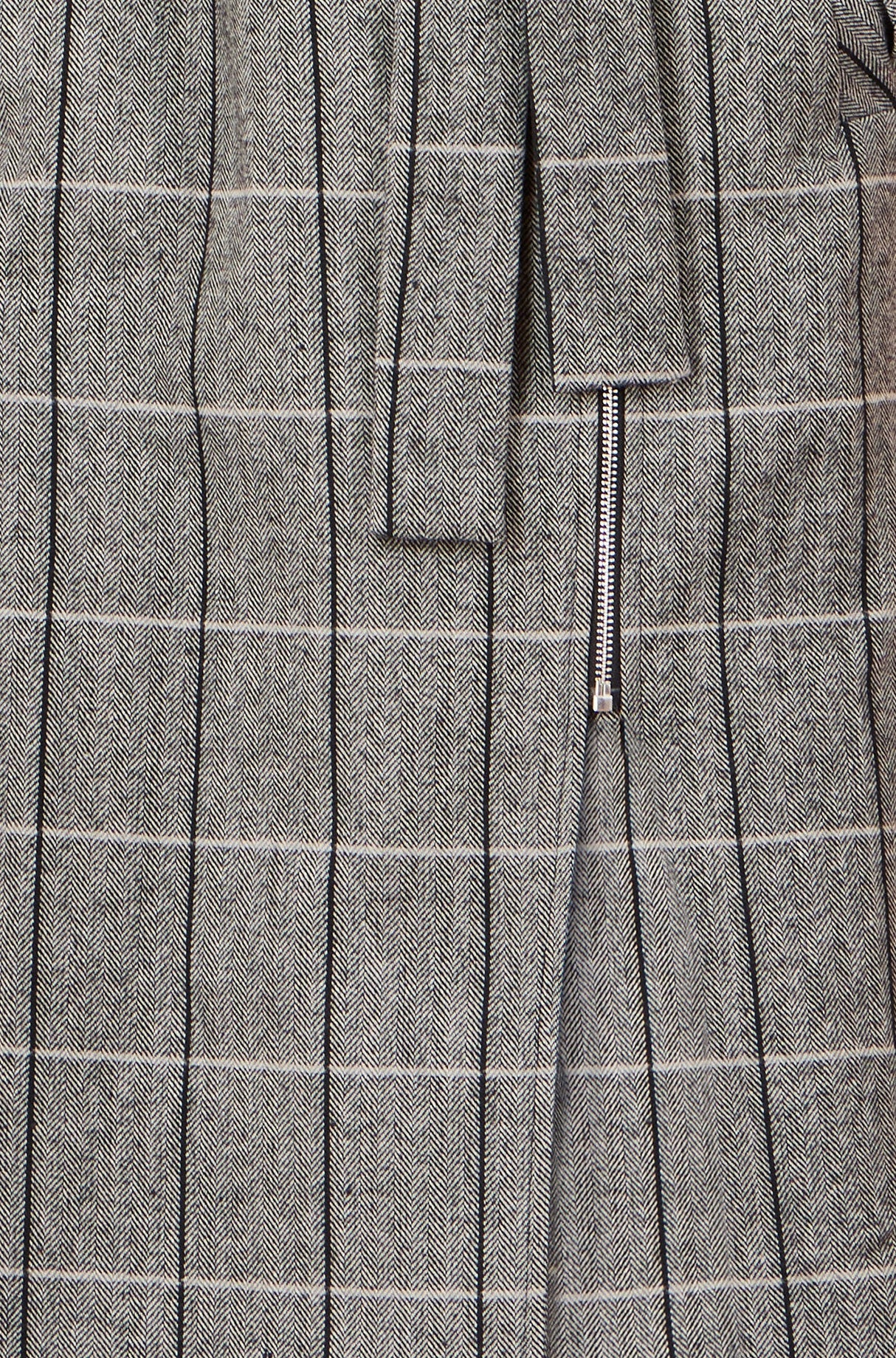 Yumi Grey Check Oversize Long Biker Coat