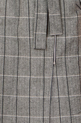 Yumi Grey Check Oversize Long Biker Coat