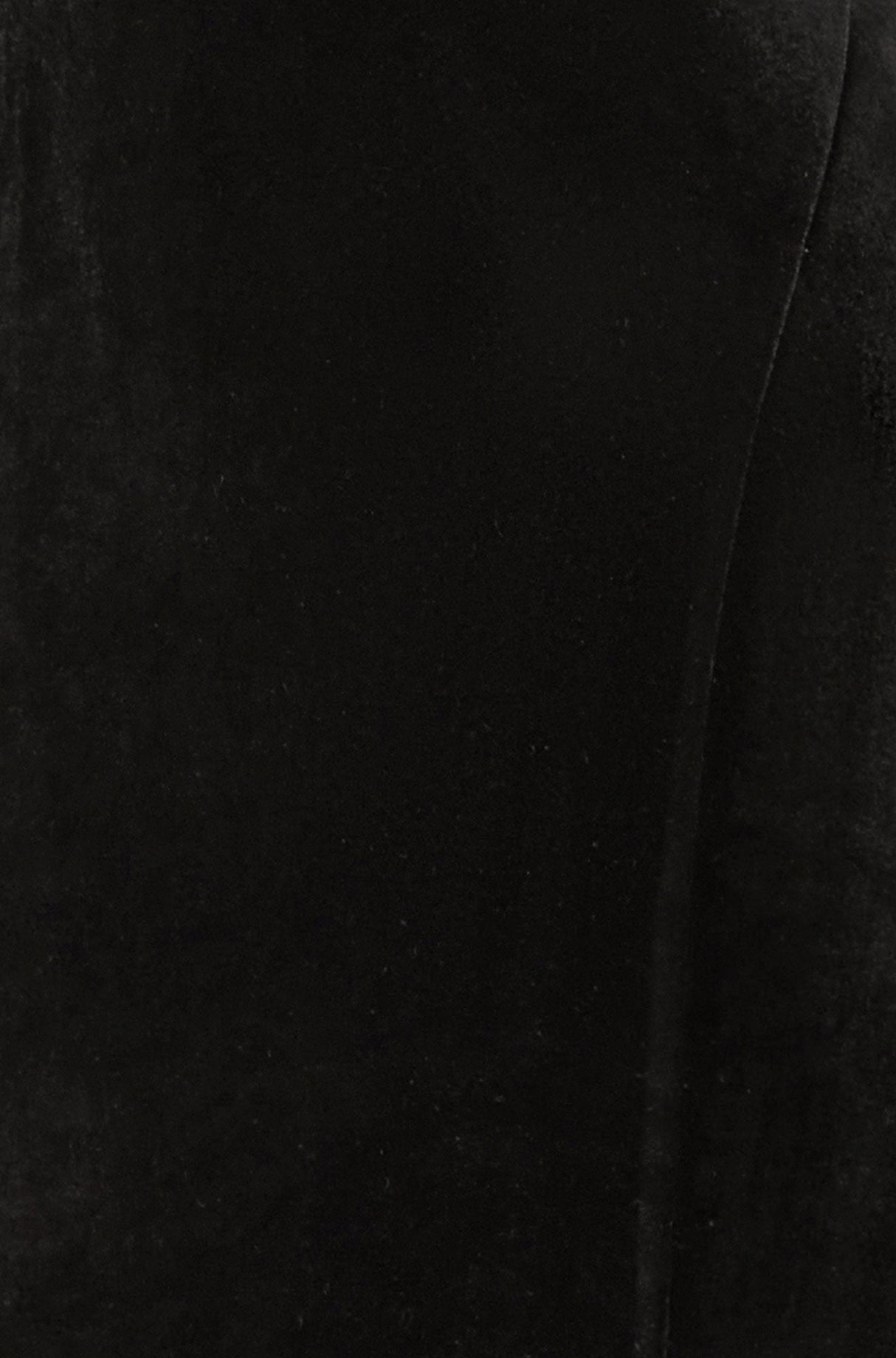 Yumi Black Velvet Midi Dress With Slash Neckline and Sheer Sleeves