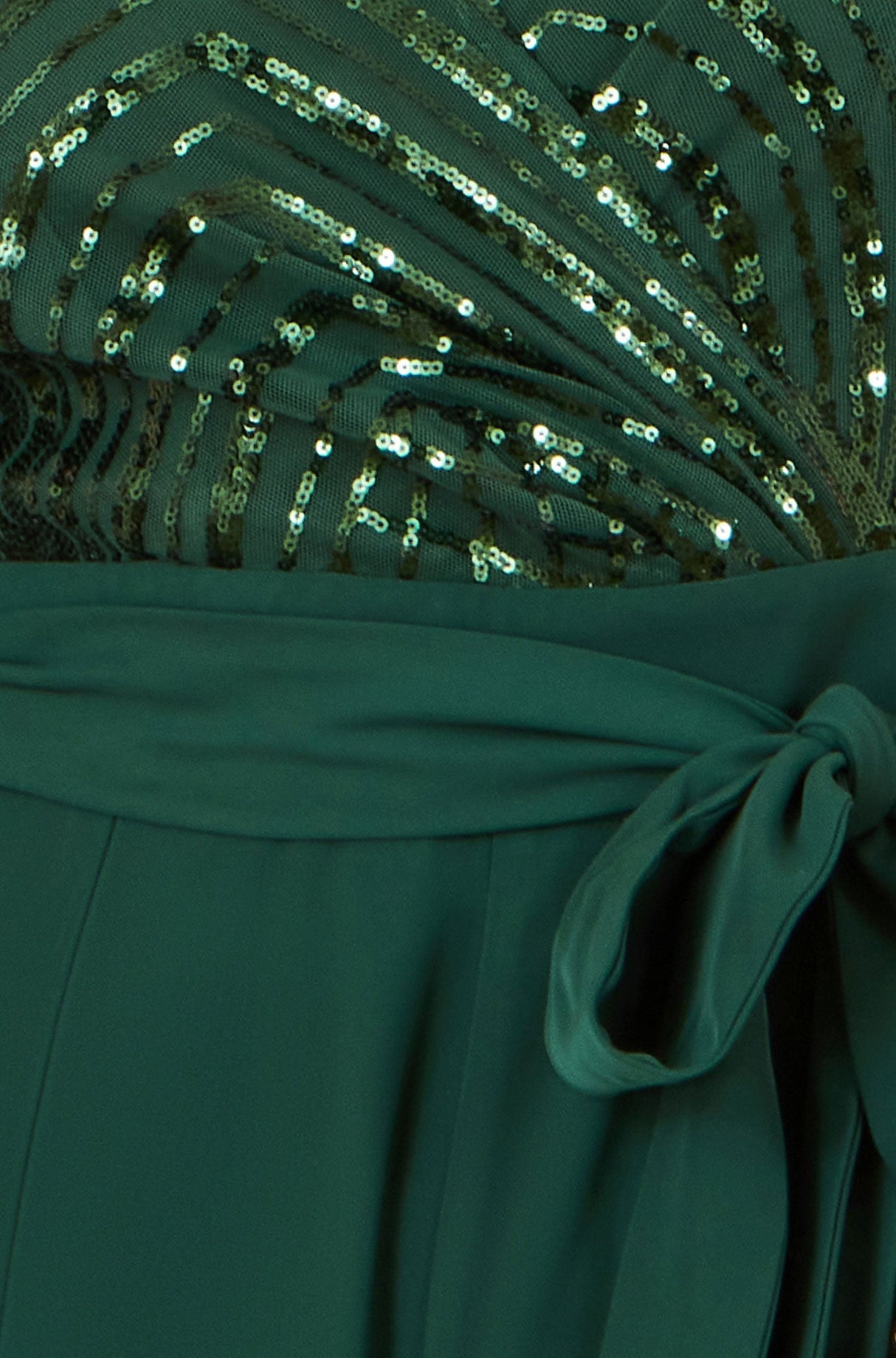 Yumi Green Sequin Wrap Over Jumpsuit