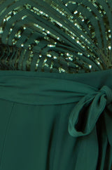 Yumi Green Sequin Wrap Over Jumpsuit