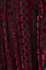 Yumi Burgundy Velour Spot Midi Skater Dress