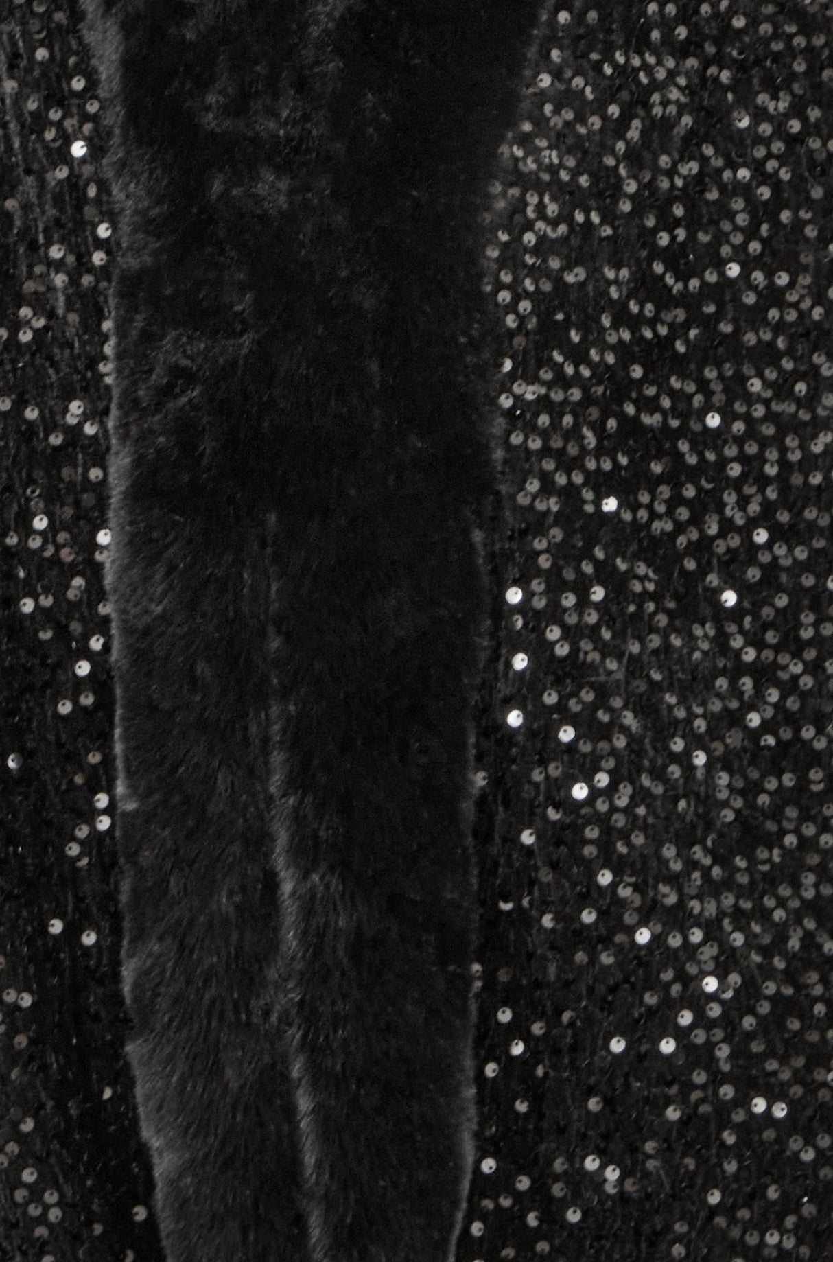 Yumi Black Sequin Cape with Faux Fur Trim and Lining