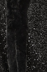 Yumi Black Sequin Cape with Faux Fur Trim and Lining