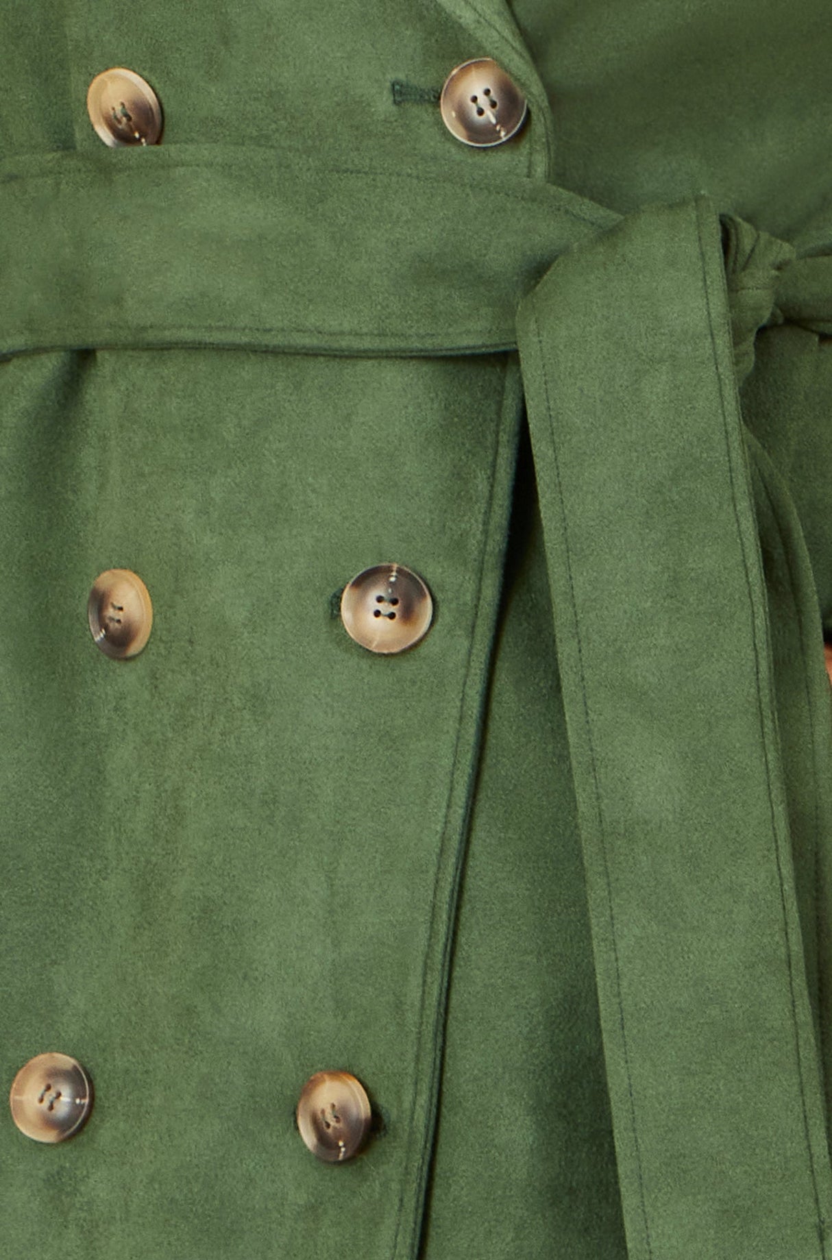 Yumi Green Faux Suede Trench Coat