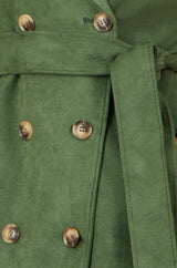 Yumi Green Faux Suede Trench Coat