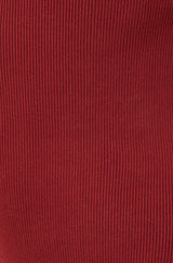 Yumi Burgundy Bardot Knitted Fitted Midi Dress