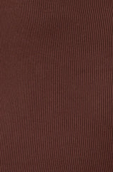 Yumi Brown Bardot Knitted Fitted Midi Dress