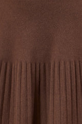 Yumi Brown Knitted Pleated Mini Skirt