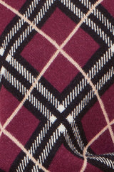 Yumi Burgundy Argyle Check Relaxed Jumper