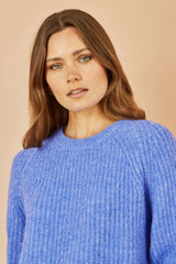 Yumi Blue Knitted Relax Fit Jumper