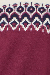 Yumi Burgundy Fair isle Relaxed Fit Knitted Jumper