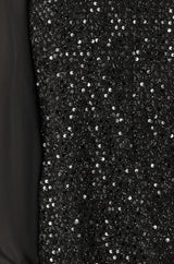 Yumi Black Sequin Tunic With Tie Back And Sheer Sleeves