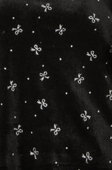 Yumi Black Sparkle Bow Print Velvet Top