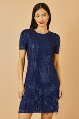 Yumi Navy Dripping Sequin Tunic Dress