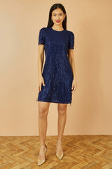 Yumi Navy Dripping Sequin Tunic Dress