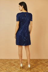 Yumi Navy Dripping Sequin Tunic Dress