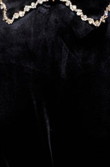 Yumi Black Long Sleeve Velvet Tunic With Diamante Collar