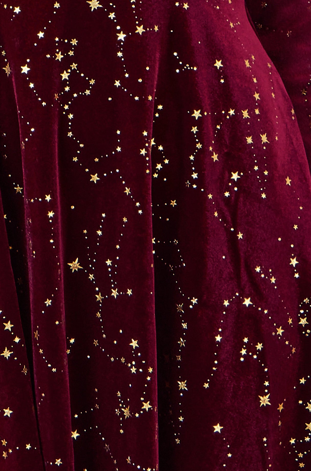 Yumi Burgundy Star Foil Print Long Sleeve Skater Dress