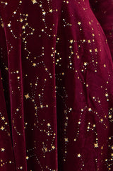 Yumi Burgundy Star Foil Print Long Sleeve Skater Dress