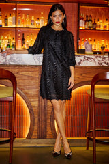 Yumi Black Hanging Sequin Tunic With Balloon Sleeves